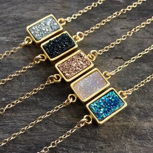 Gold Druzy Quartz Bracelet: Titanium Coated Gemstone