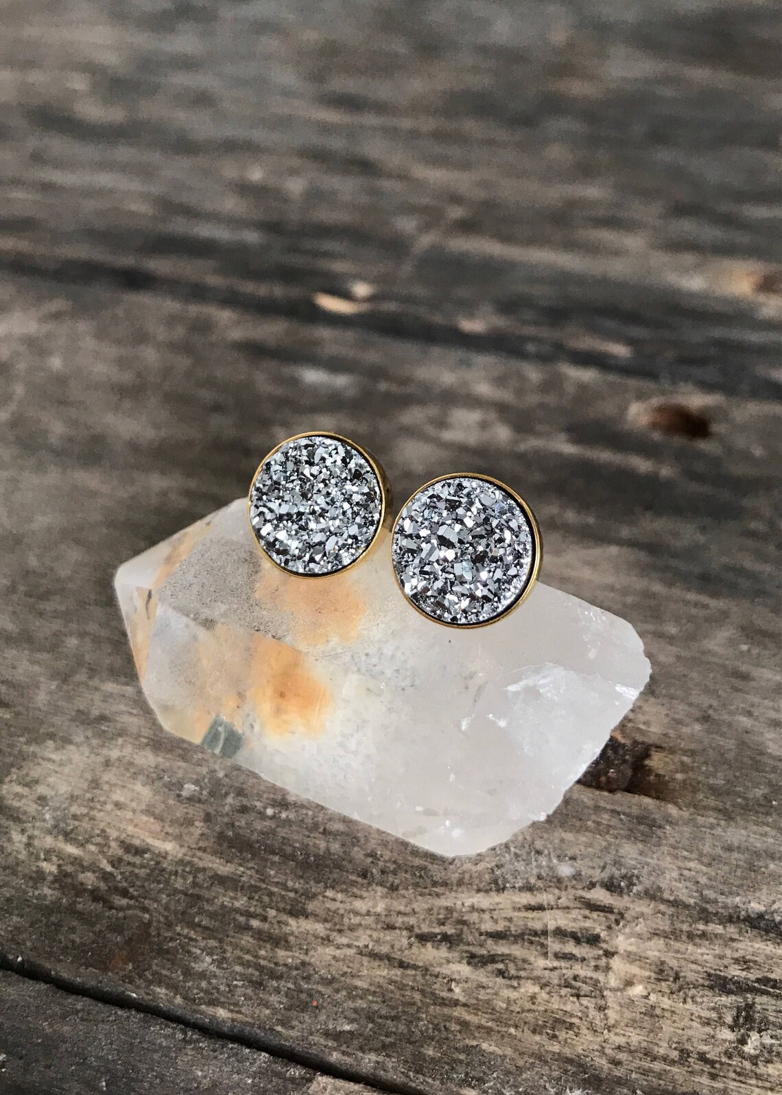 Druzy Studs Druzy Stud Earrings Druzy Earrings Druzy Etsy