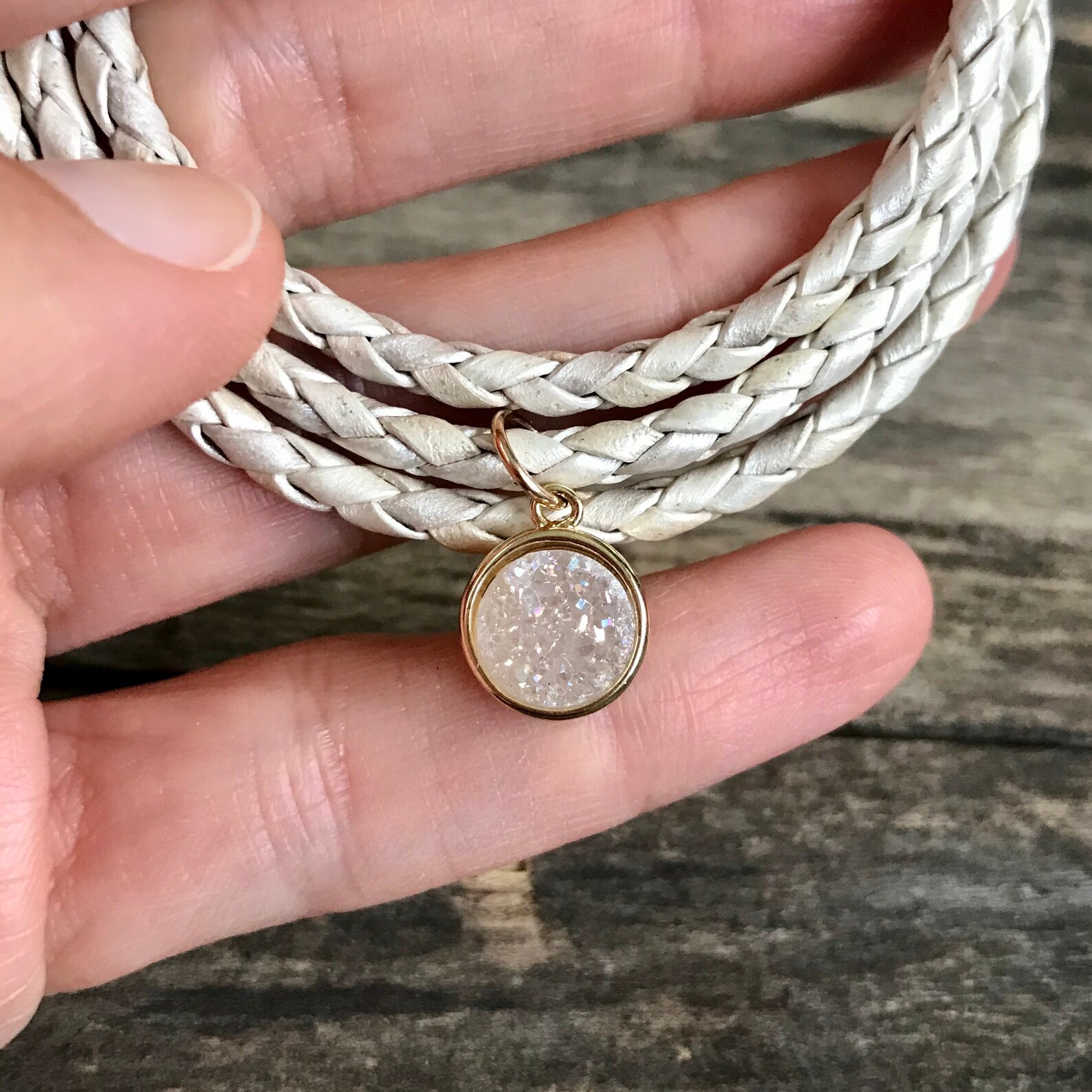 Leather Druzy Wrap Bracelet Wrap Bracelet Druzy Bracelet Etsy