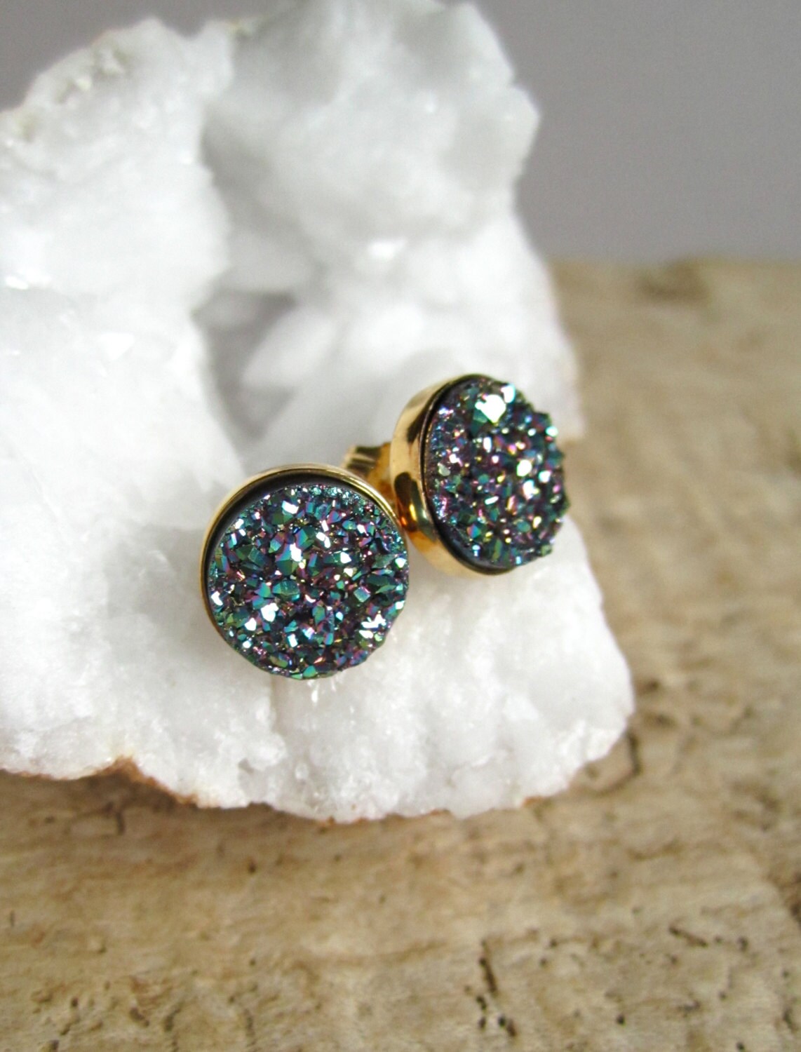 Druzy Snake Twisted Earring