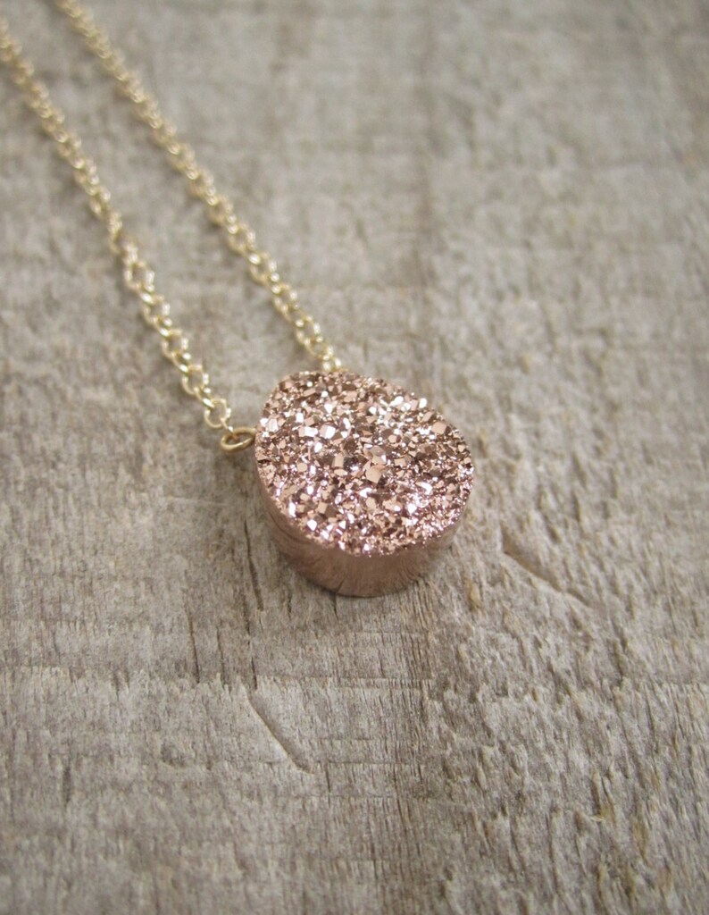 Davie Short Pendant Rose Gold Necklace in Rose Gold Drusy main image 1