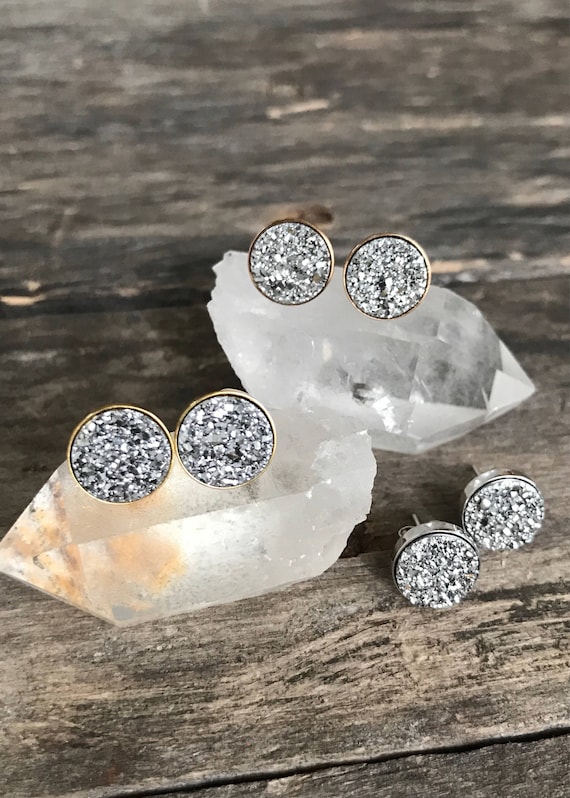 Druzy Studs Druzy Stud Earrings Druzy Earrings Druzy Quartz