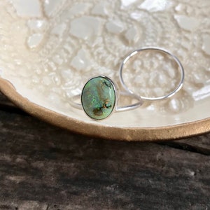 Handmade Sterling Silver Opal Ring Set - Size 6