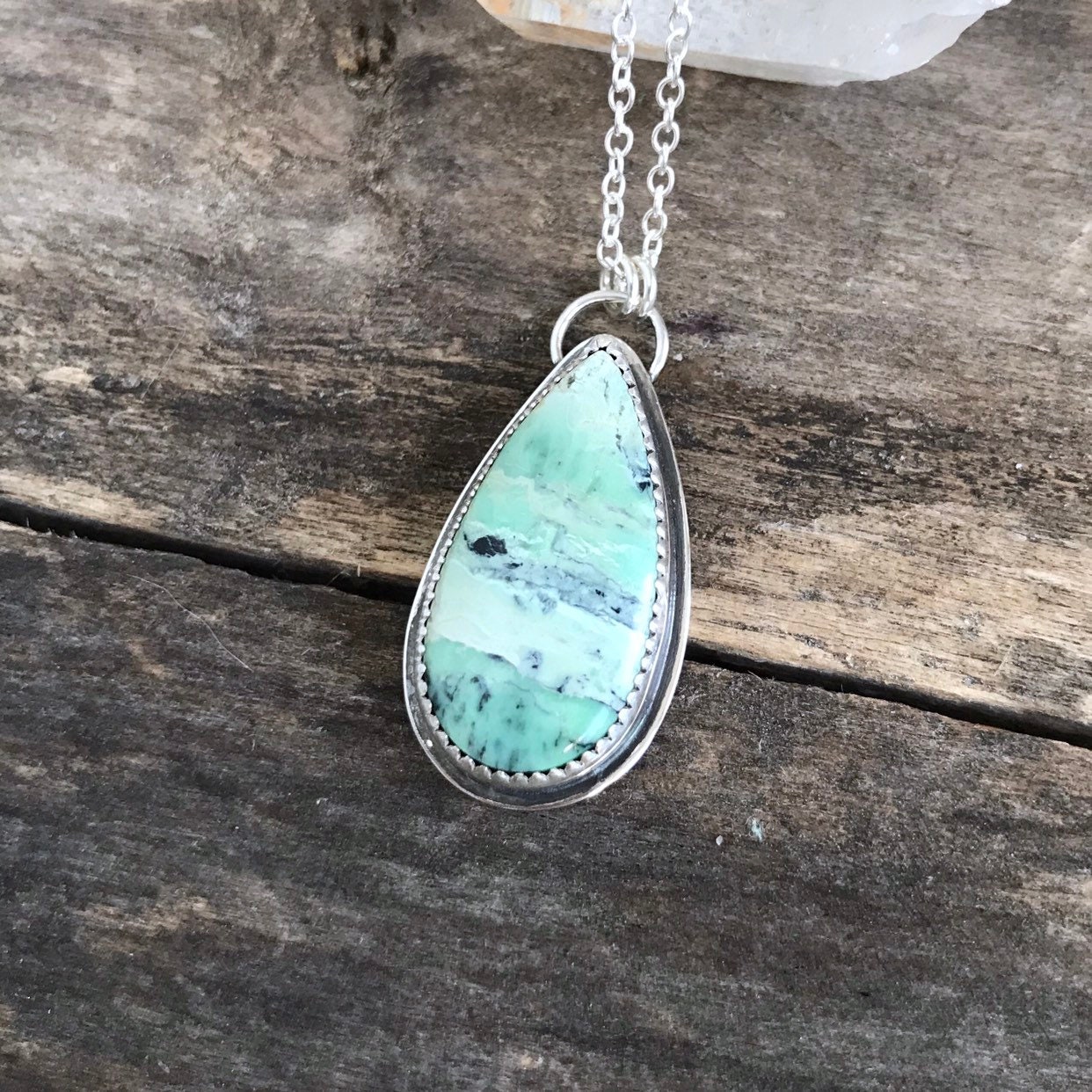 Turquoise Necklace New Lander Necklace Sterling Silver | Etsy