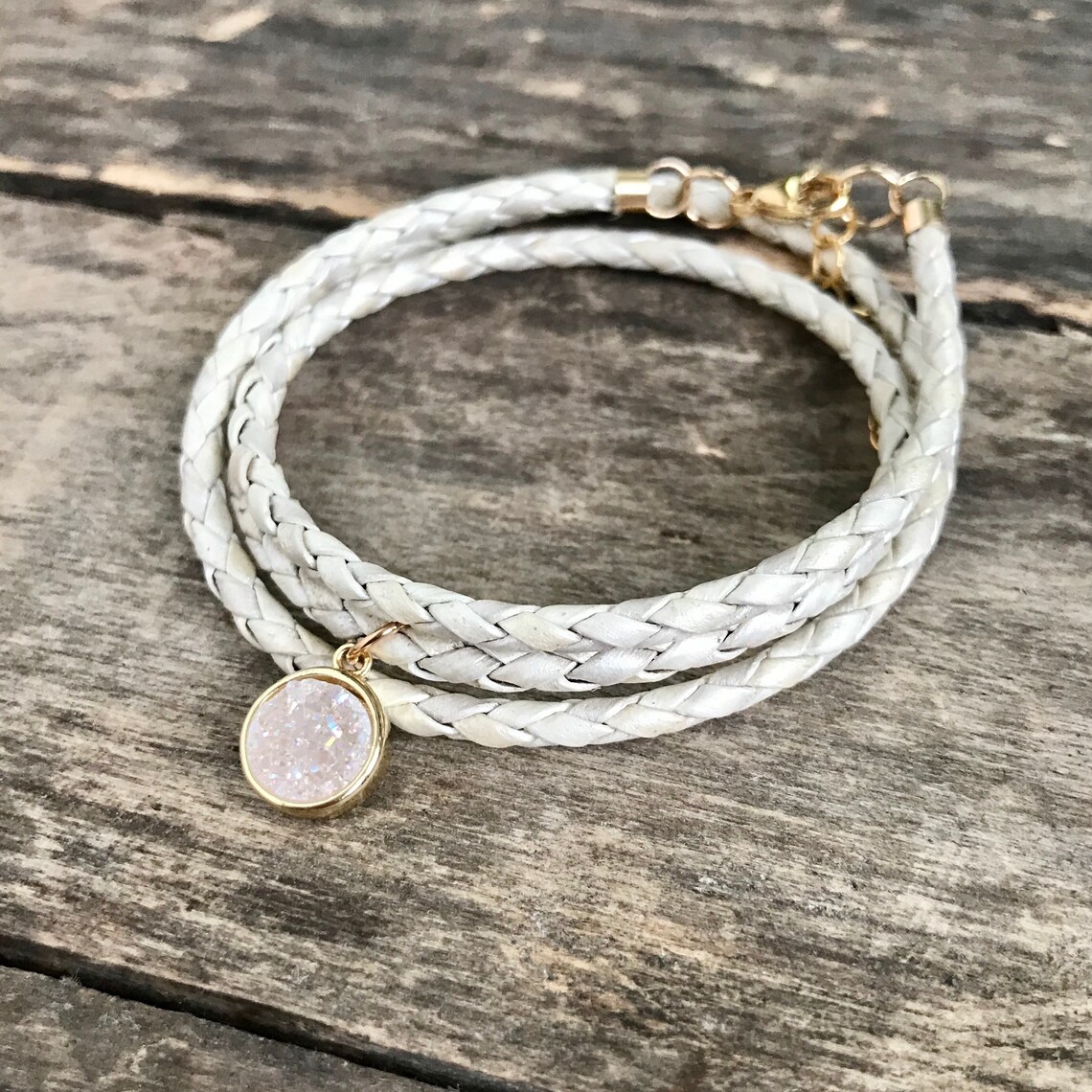 Leather Druzy Wrap Bracelet Wrap Bracelet Druzy Bracelet Etsy