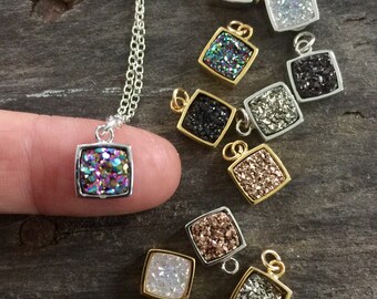 Druzy Necklace, Drusy Necklace, Titanium Druzy Jewelry