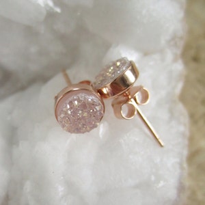 Tiny Rose Gold Druzy Earrings, Rose Gold Druzy Studs, Stud Earrings ...