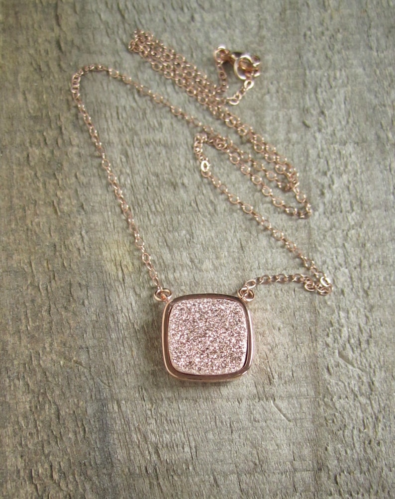 Perry Short Gold Pendant Necklace in Black Drusy