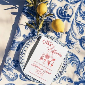 That’s Amore Engagement Party Invitation, Italian Engagement Invite, Whimsical Hand Drawn Bridal Shower Invite, Editable Template