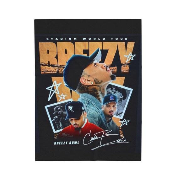 Breezy Bowl - Chris Brown Velveteen Plush Blanket | Musician photo montage (Thin Blanket)