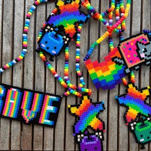 Custom Perler Kandi Necklace – Personalized Pixel Charm Jewelry for Raves, Cons, & Gamers