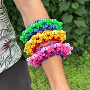 Handmade KANDI Mandala Cuff Bracelets, Accessories for Festivals, Raves, Parties