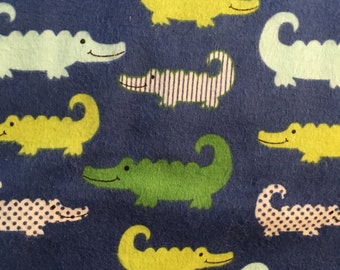 Aligators Blue -  FLANNEL Fabric -44 inches Last One