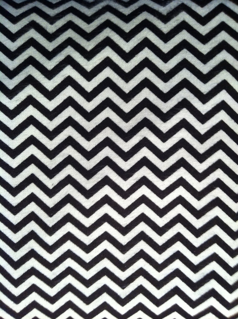 Black and White Chevrons Flannel Fabric BTY image 1