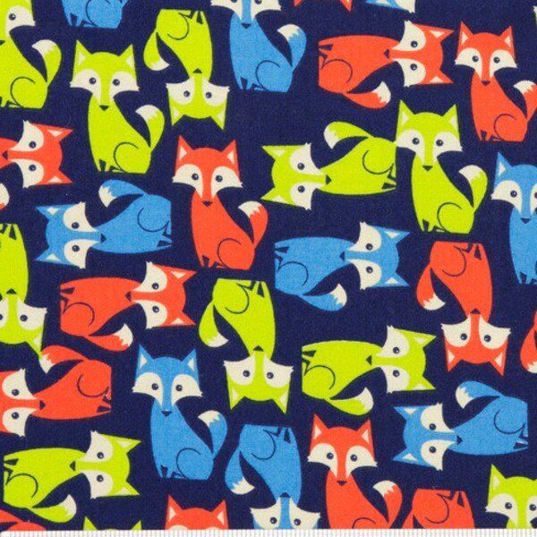 Foxes - Quilting Cotton - 33 inches - End of bolt