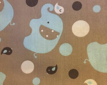 Baby Boy Elephants - Flannel Fabric - 3 yards-End of bolt