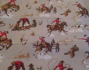 Very Rare 40's  Wild West Cowboy 36  inches wide 1/2 yard