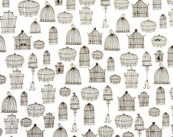 Reserved Bird Cage Black and White Fabric by the Yard 2 Etsy