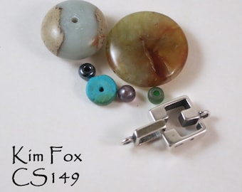 Modern Silver & Bronze Square Slot Clasp: Necklace Bracelet Jewelry Finding