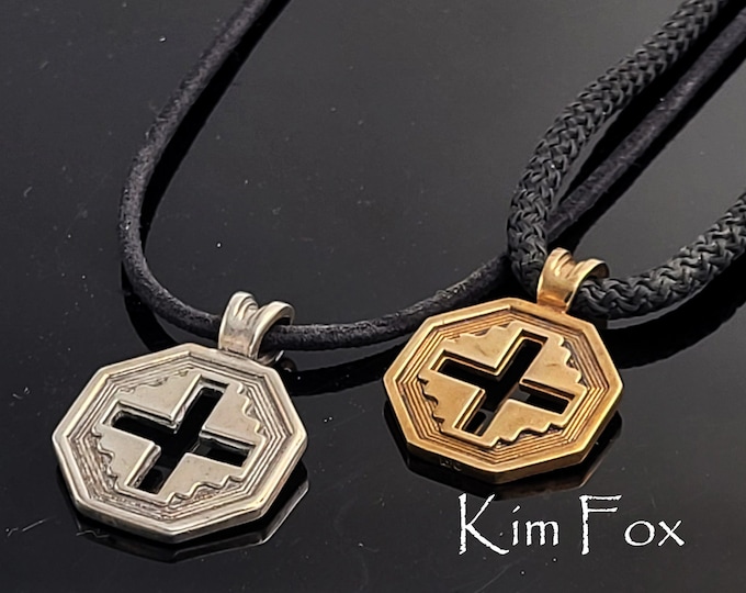 KFP280 Well Balanced Cross in Golden Bronze or Silver - A blend of east & west with a little southwest thrown in for the handsome cross