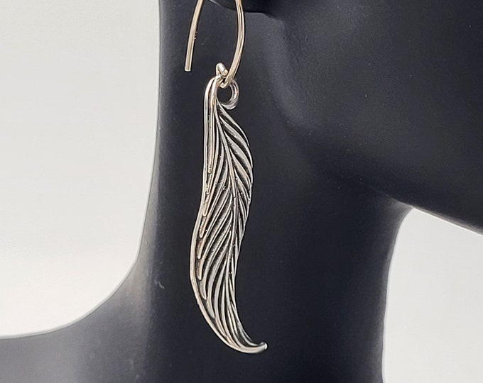 KFE406 Phoenix Feather Flight Earrings - light and graceful in silver and golden bronze by Kim Fox