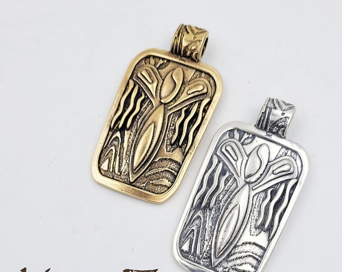 KFP457 Desert Angel Pendant in sterling silver or golden bronze: Southwestern Petroglyph Jewelry