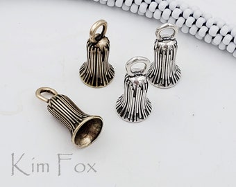 KF444 Trumpet Flower Cone with Loop in Sterling Silver or Golden Bronze