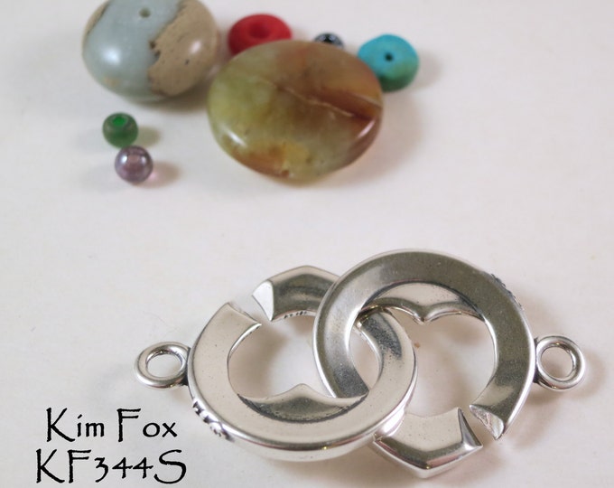 KF344 Larger Heart Shaped Sister Hook Clasp in Sterling Silver or Golden Bronze by Kim Fox - Secure and Simple