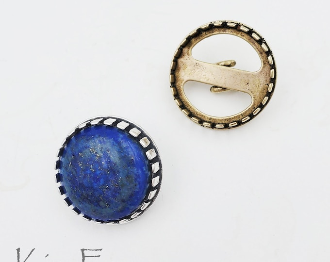 KF451 25mm Bezel with Hooks in Bronze or Sterling Silver that can be used as a clasp, connector or pendant. Designed by Kim Fox