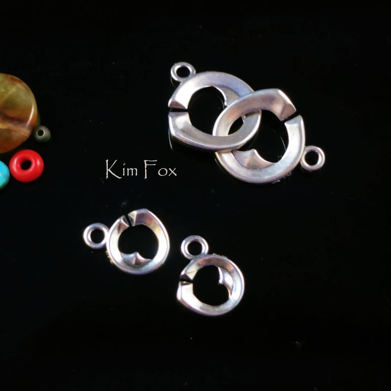 KF342 Small Double Heart Sister Hook Clasp in Sterling Silver Etsy