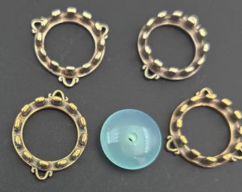 KF651B Castellated bezel setting for 14 mm - in golden bronze with 2 loops