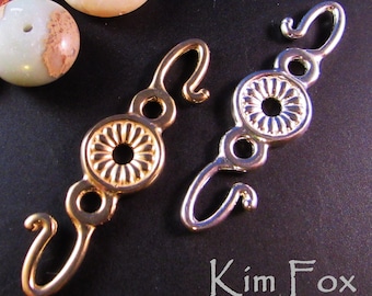 KF368 Two-Sided Rosette Hook Clasp: Bronze & Sterling Silver Kim Fox Design