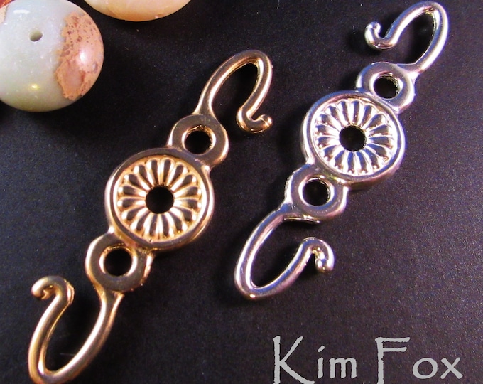 KF368 Two-Sided Rosette Hook Clasp: Bronze & Sterling Silver Kim Fox Design