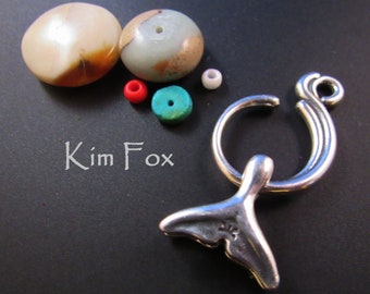 Sterling Silver Whale Tail Clasp: Two-Sided Wave Design (42mm)