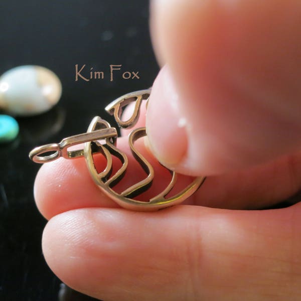 C219 Swirl Round Clasp for necklace or bracelet in bronze or silver by Kim Fox