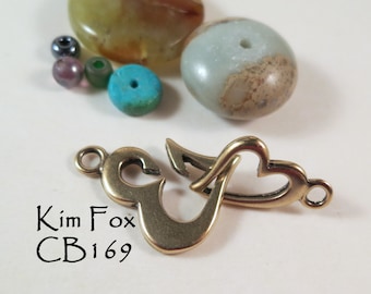 C169 Double Heart or Om slot clasp in golden bronze or sterling silver by Kim Fox