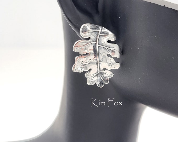 Oak Leaf Earring in Golden Bronze or Sterling Silver with silver post designed by Kim Fox