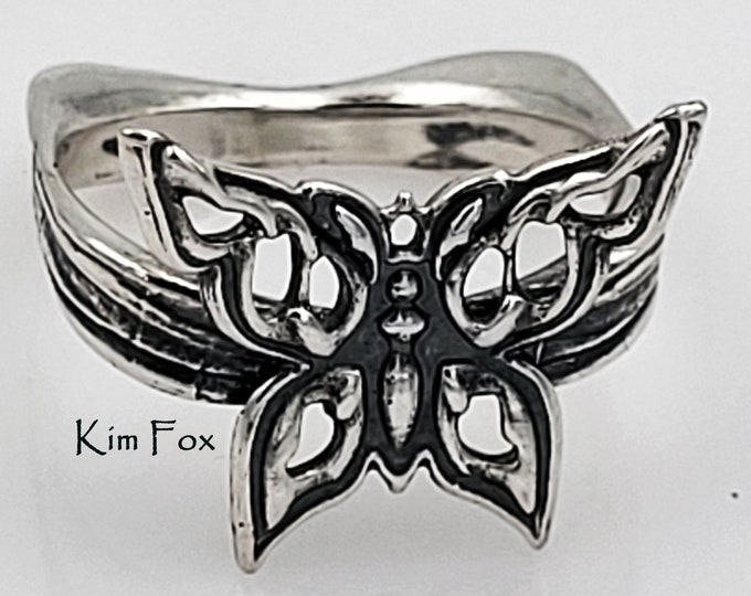 KFR409 Butterfly Woman Ring in Silver designed by Kim Fox - Butterflies are a symbol of transformation