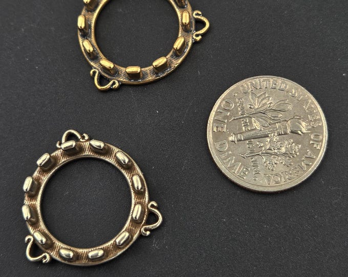 Castellated Bezel Setting for 14mm Stone: Golden Bronze, 3 Loops