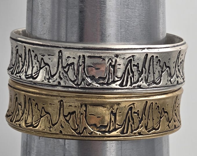 KFB455 Sedona Skyline Cuff: Golden Bronze Etched Bracelet by Kim Fox