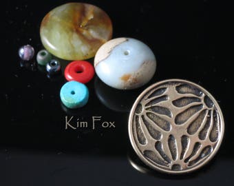 KF352 Asian Style Hook Clasp – Flower Petal Design, Silver or Golden Bronze