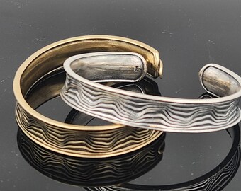 KFB514 Narrow Grand Canyon Cuff in silver or golden bronze
