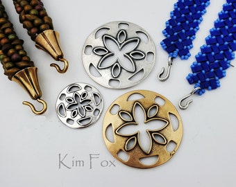 KF265 and KF243 Large and Small Cut Flower used for clasp/pendant/earring finding in silver and bronze designed by Kim Fox
