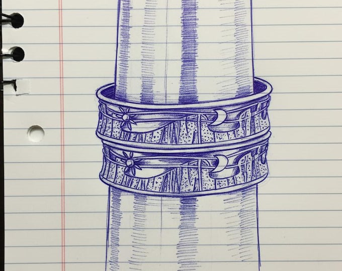 KFB504 Sun, Moon & Rainbow Cuff: Adjustable Sterling Silver or Bronze