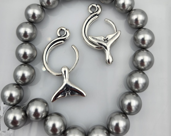 KF374 Wave and Whale Tail Clasp - Two Sided - Designed by Kim Fox in Bronze and Sterling Silver