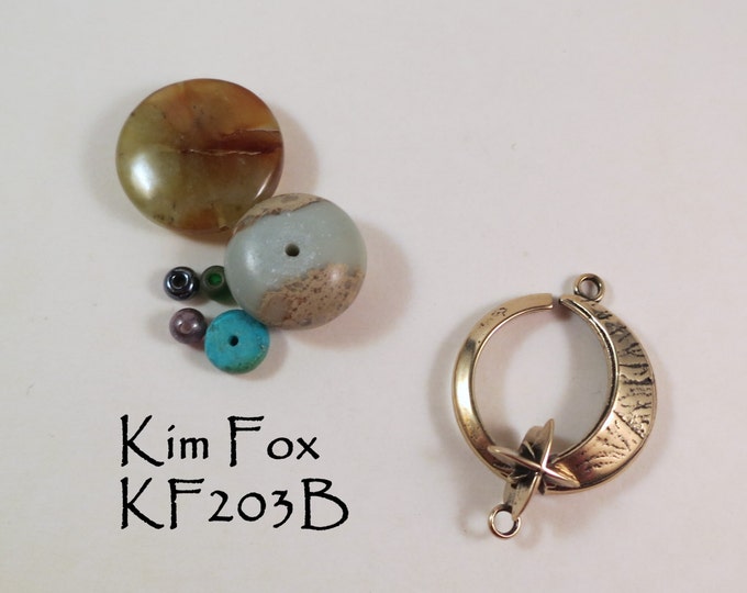 KF203 Round Silver or Bronze Slot Clasp of the Moon and Morning Star, lunar and star symbol clasp suitable for necklace by Kim Fox
