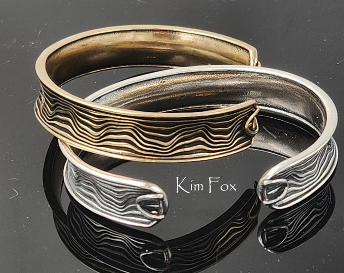 Narrow Grand Canyon Cuff in silver or golden bronze