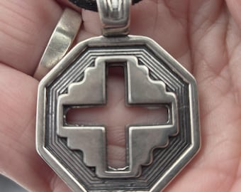 KFP280 Golden Bronze or Sterling Silver Cross Pendant: Southwestern Asian Design