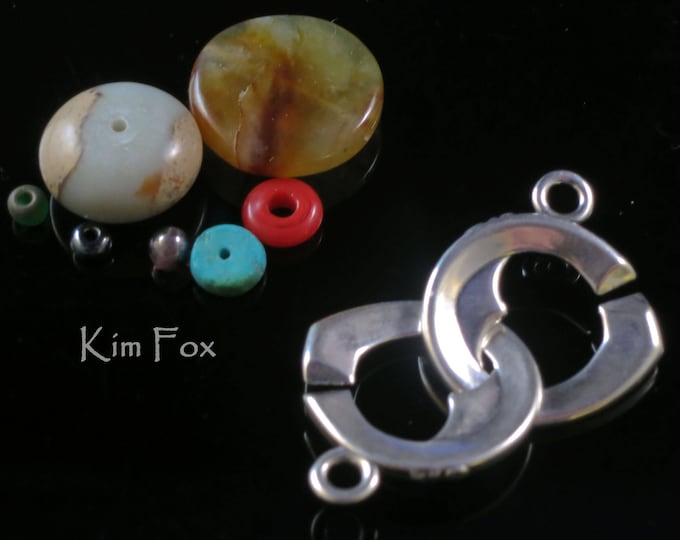 KF344 Larger Heart Shaped Sister Hook Clasp in Sterling Silver or Golden Bronze by Kim Fox - Secure and Simple