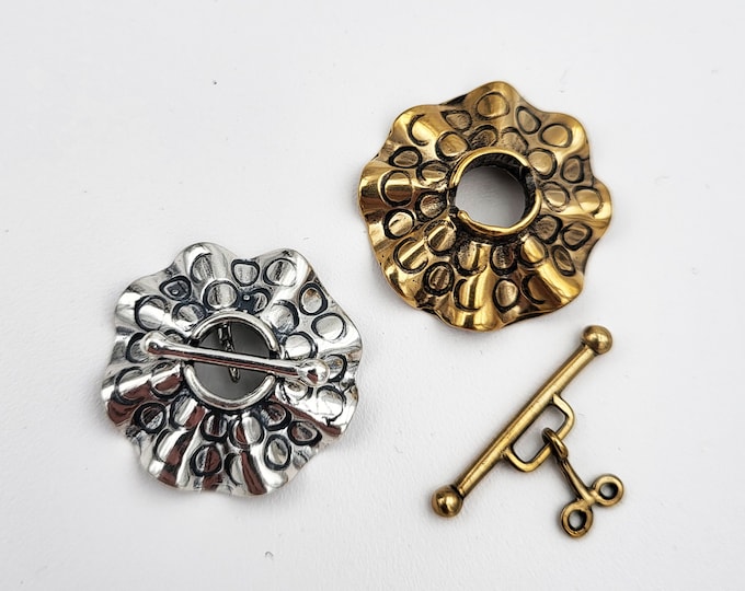 C143 Sea Urchin 2 strand toggle in bronze or sterling silver